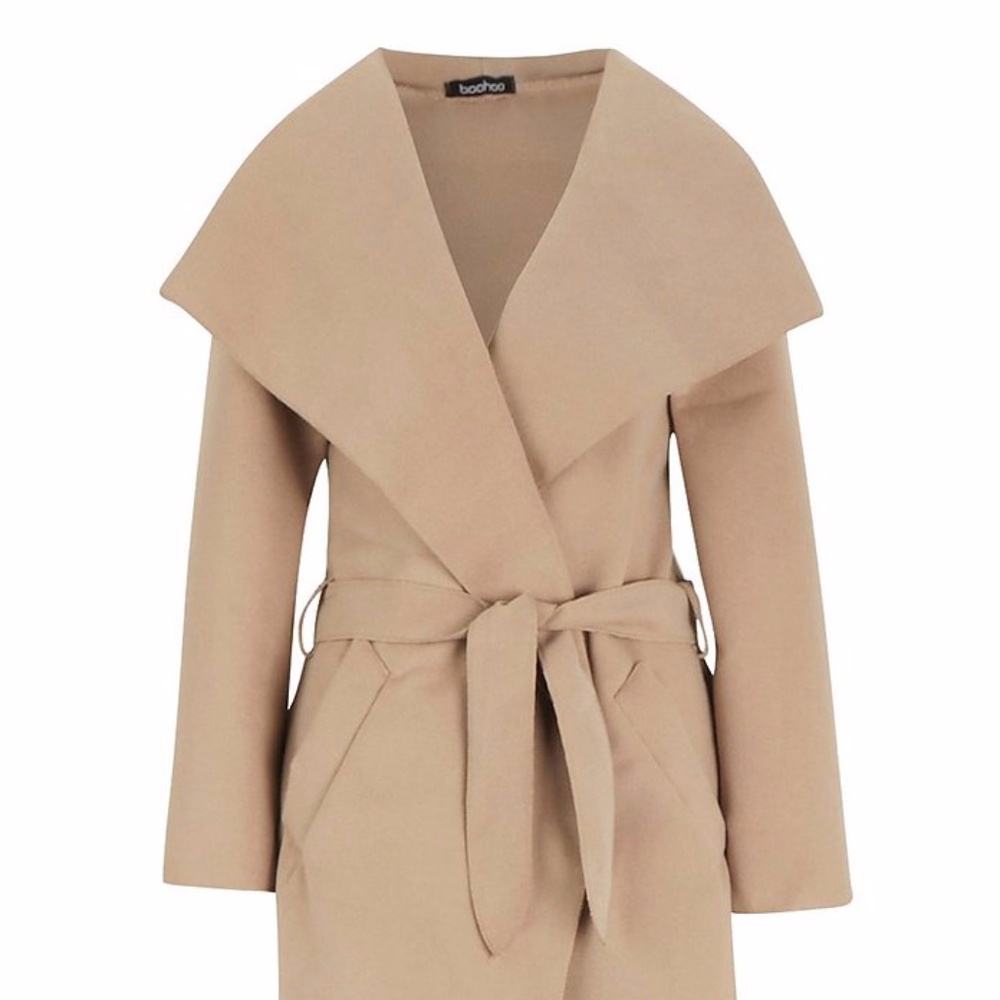 Boohoo Petite Belted Shawl Coat